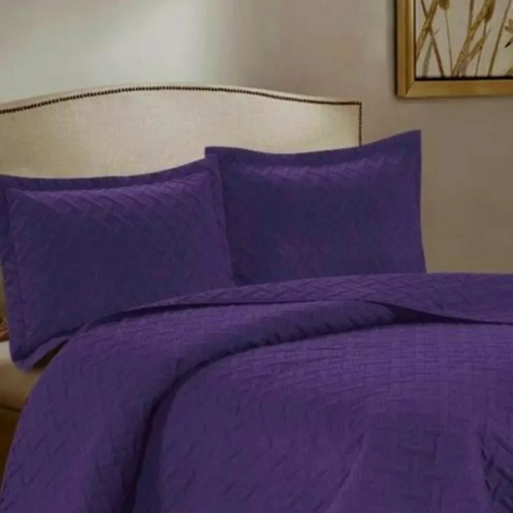 3PC Quilt Bedspread Set Oversized King Parachute Purple